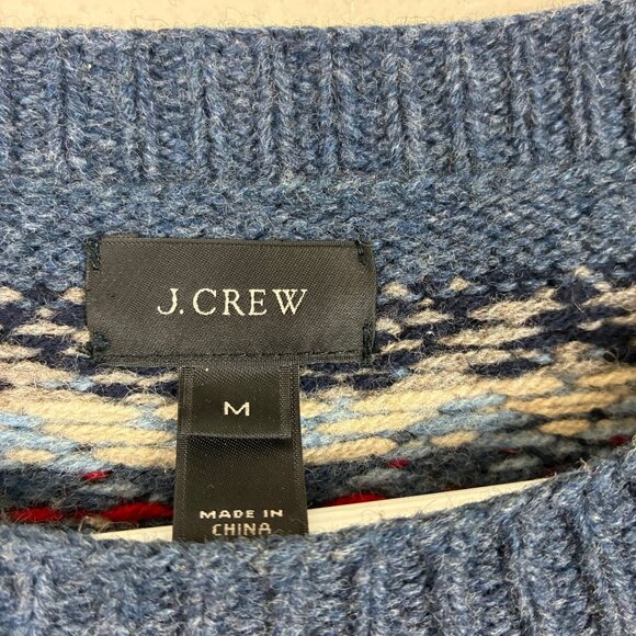 J. Crew 100% Lambswool Fair Isle Sweater Sz Medium Grandpacore - Picture 4 of 6